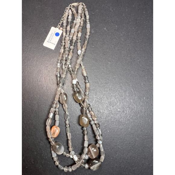 NEW Nate & Etan grey moonstone triple strand necklace with sterling silver clasp - Picture 9 of 12